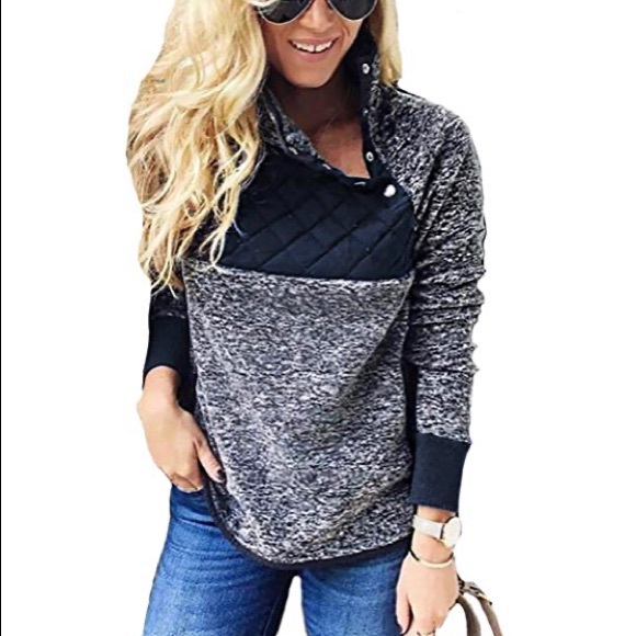 Fuzzy sweatshirt with asymmetrical collar- L - Picture 1 of 4